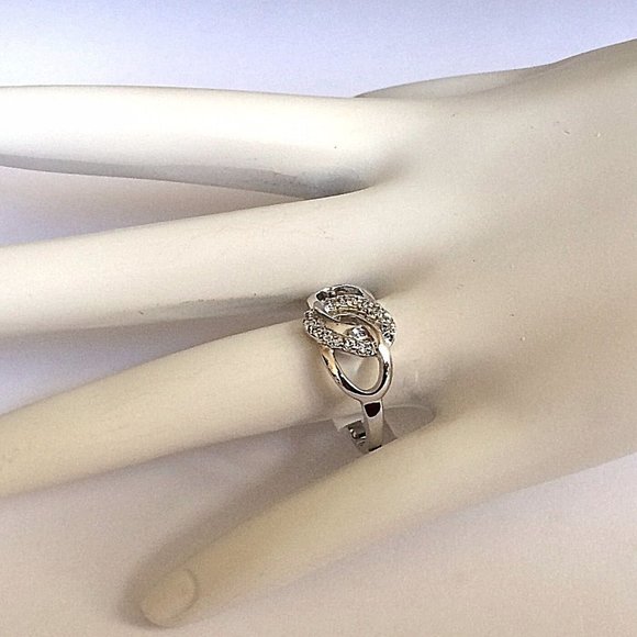 Infinity Knot Ring Size 10 Love Cocktail Statement Silver Rhodium Plated CZ - Picture 10 of 10